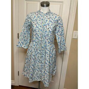 Tuckernuck Bluebell Floral Ditsy Calico Royal Shirt Dress, Size XS